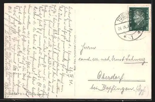 AK Tübingen, Neckaransicht mit Platanenallee