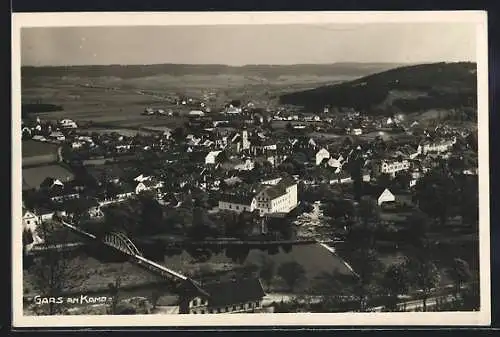 AK Gars am Kamp, Ortsansicht mit Brücke aus der Vogelschau