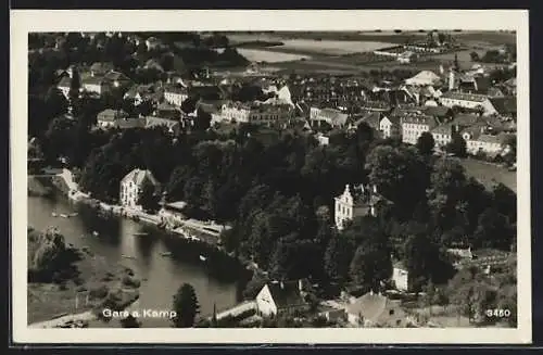 AK Gars a. Kamp, Ortspartie am Wasser aus der Vogelschau