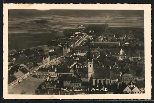 AK Horn /N.-D., Fliegeraufnahme von Ort und Kirche
