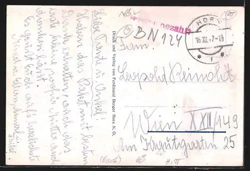 AK Horn /N.-Ö., Teilansicht mit Kirche aus der Vogelschau