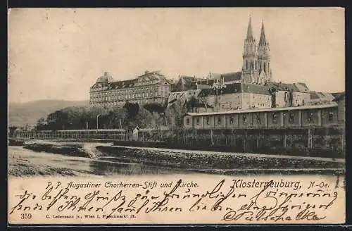 AK Klosterneuburg, Teilansicht mit Chorherren -Stift und Kirche