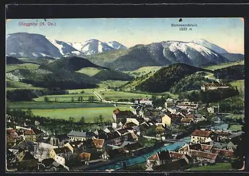 AK Gloggnitz /N. Oe., Ortsansicht mit Sonnwendstein