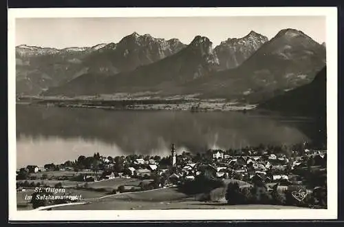 AK St. Gilgen /Salzkammergut, Ortsansicht mit Kirche gegen das Wasser