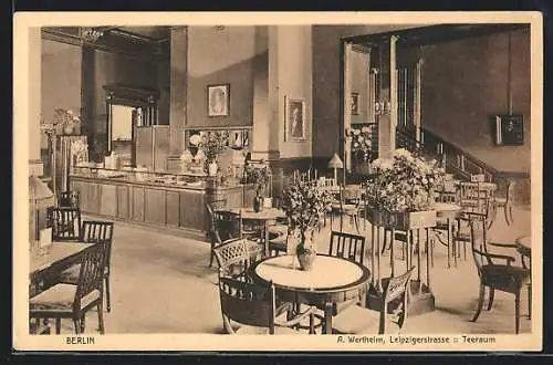 AK Berlin, A. Wertheim, Leipzigerstrasse, Teeraum, Innenansicht
