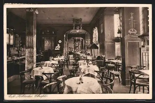 AK Elberfeld, Café Holländer, Innenansicht vom Speiseraum
