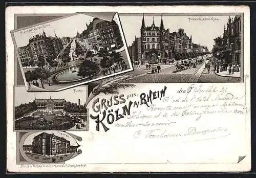 Lithographie Köln, Flora, Hohenstaufenring, Theater