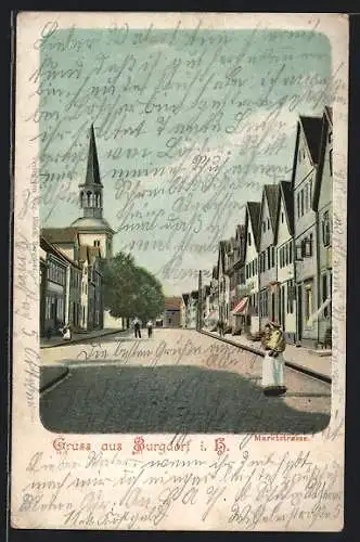 AK Burgdorf i. H., Ladengeschäfte in der Marktstrasse