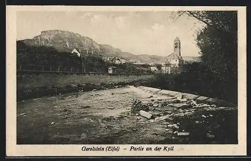 AK Gerolstein /Eifel, Kyllpartie mit Blick zur Ortschaft