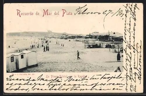 AK Mar del Plata, La Playa Bristol con la Rambla