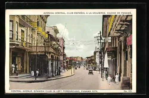 AK Ciudad de Panamá, Avenida Central, Club Espanol a la Izquierda