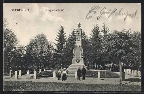 AK Seesen a. H., Partie am Kriegerdenkmal