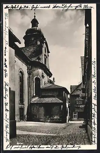 AK Aalen, Strassenpartie mit evangelischer Stadtkirche