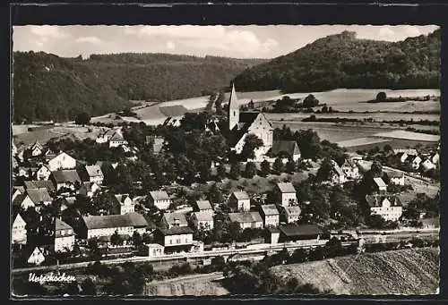 AK Unterkochen /Württ., Teilansicht mit Kirche und Umgebung