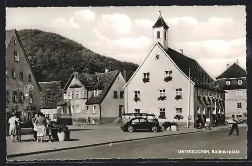 AK Unterkochen, Rathausplatz mit Gasthaus zum Stern