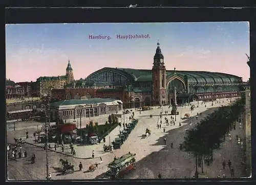 AK Hamburg-St.Georg, Hauptbahnhof, Strassenbahn, Passanten