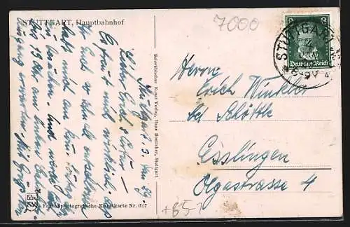 AK Stuttgart, Strassenbahn vor dem Hauptbahnhof