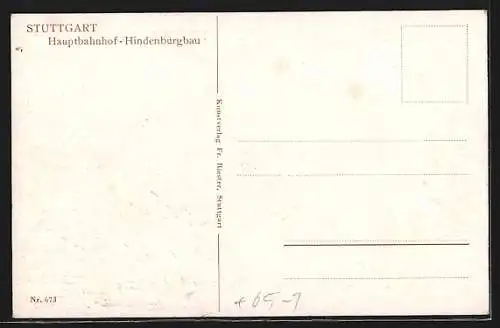 AK Stuttgart, Hindenburgplatz mit Bahnhof & Strassenbahn
