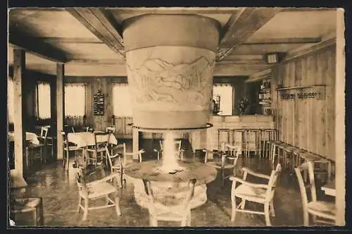 AK Champéry, Restaurant Coquoz Planachaux, La cheminée, Kaminzimmer, Innenansicht