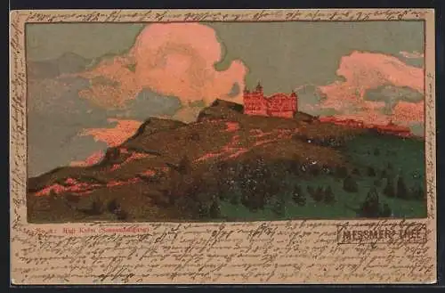 Künstler-AK Rigi-Kulm, Hotel im Sonnenaufgang