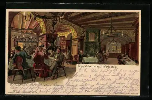 AK München, Trinkstube im Königlichen Hofbräuhaus