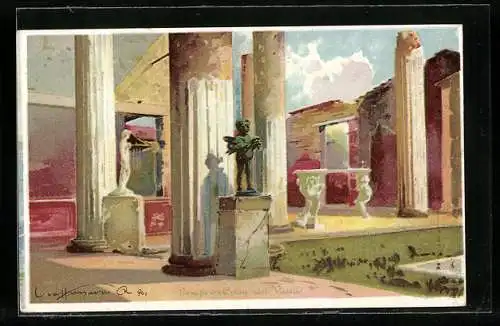 AK Überreste einer Säulenhalle mit Statuen, Ausgrabung