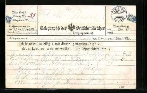 AK Kost es was es wolle + ich depeschiere dir, Telegramm