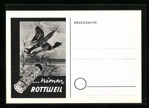 AK Jagdeinladung, Reklame für Rottweil Schrotpatronen