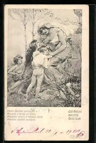 AK Ústredni Matice Skolská, Frau kümmert sich um Kinder