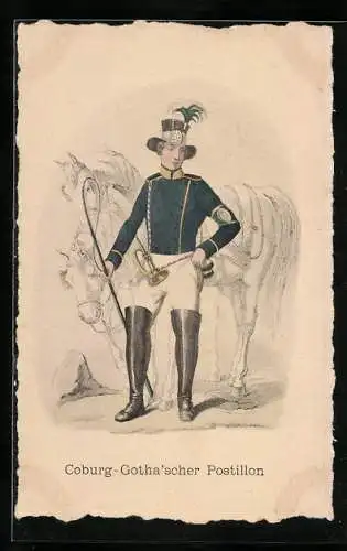 Künstler-AK Coburg-Gotha`scher Postillon in Uniform