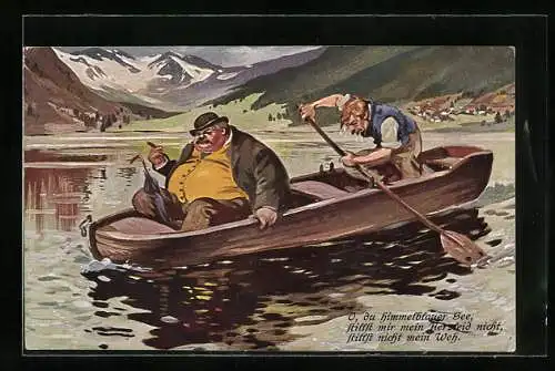 AK übergewichtiger Mann macht dem Bootsmann das Rudern schwer