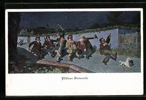Künstler-AK sign. Gustav Ernst: Pfälzer Weinreise