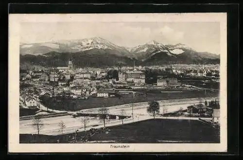 AK Traunstein, Teilansicht mit Kirche