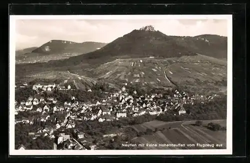 AK Neuffen, Teilansicht mit Ruine Hohenneuffen vom Flugzeug aus