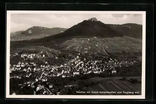AK Neuffen, Teilansicht mit Ruine Hohenneuffen vom Flugzeug aus