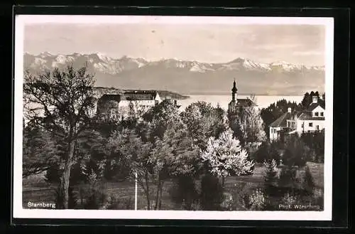 AK Starnberg, Ortspartie mit Kirche
