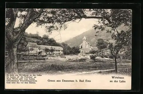 AK Dausenau, Wirtshaus an der Lahn