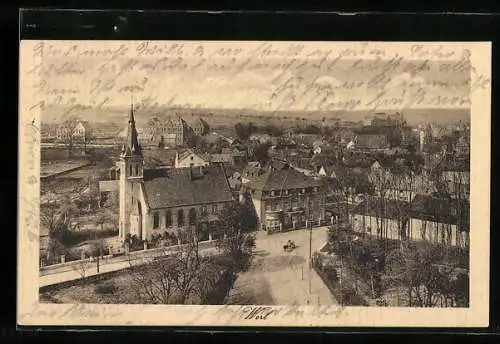 AK Werl, Teilansicht mit Kirche und Strassenpartie
