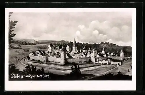 Künstler-AK Aalen, Teilansicht 1528