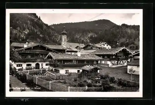 AK Reit im Winkl, Dorfpartie mit Kirche