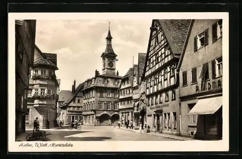 AK Aalen, Partie am Marktplatz mit Gasthaus zum Schwanen