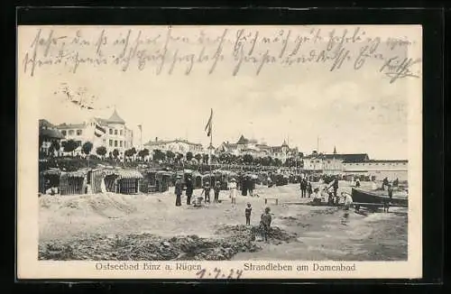 AK Binz a. Rügen, Ostseebad, Strandleben am Damenbad