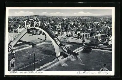 AK Wiesbaden, Opelbad am Neroberg