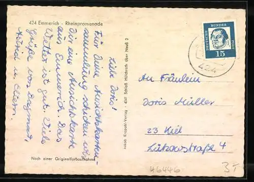 AK Emmerich, Dampfer an der Rheinpromenade