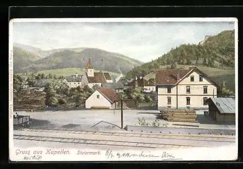 AK Kapellen /Steiermark, Bahnhof mit Restaurant