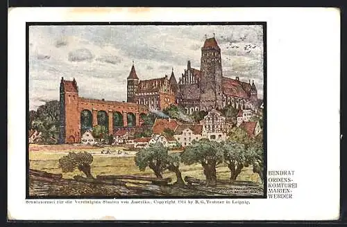 Künstler-AK Marienwerder / Kwidzyn, Bendrat Ordens-Komturei
