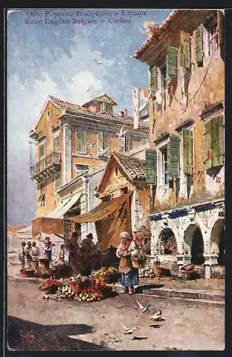 Künstler-AK Corfou, Rue Eugene Bulgaris