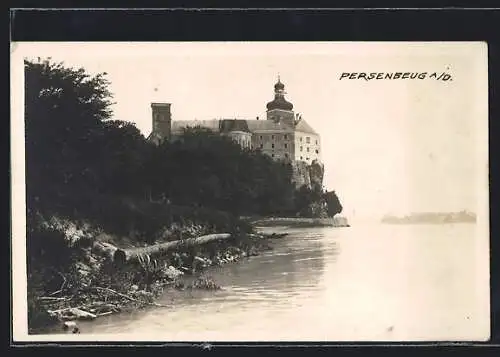 AK Persenbeug a. D., Donaupartie mit Schloss