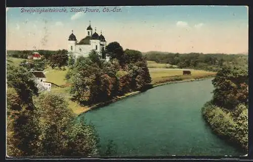 AK Stadl-Paura /Ob.-Öst., Dreifaltigkeitskirche mit Umgebung aus der Vogelschau