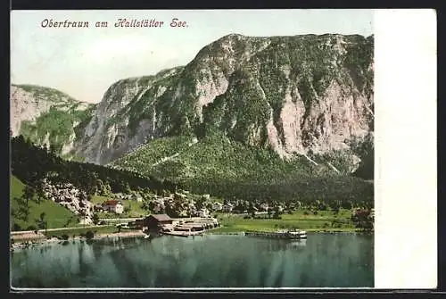 AK Obertraun /Hallstätter See, Gesamtansicht vom See aus